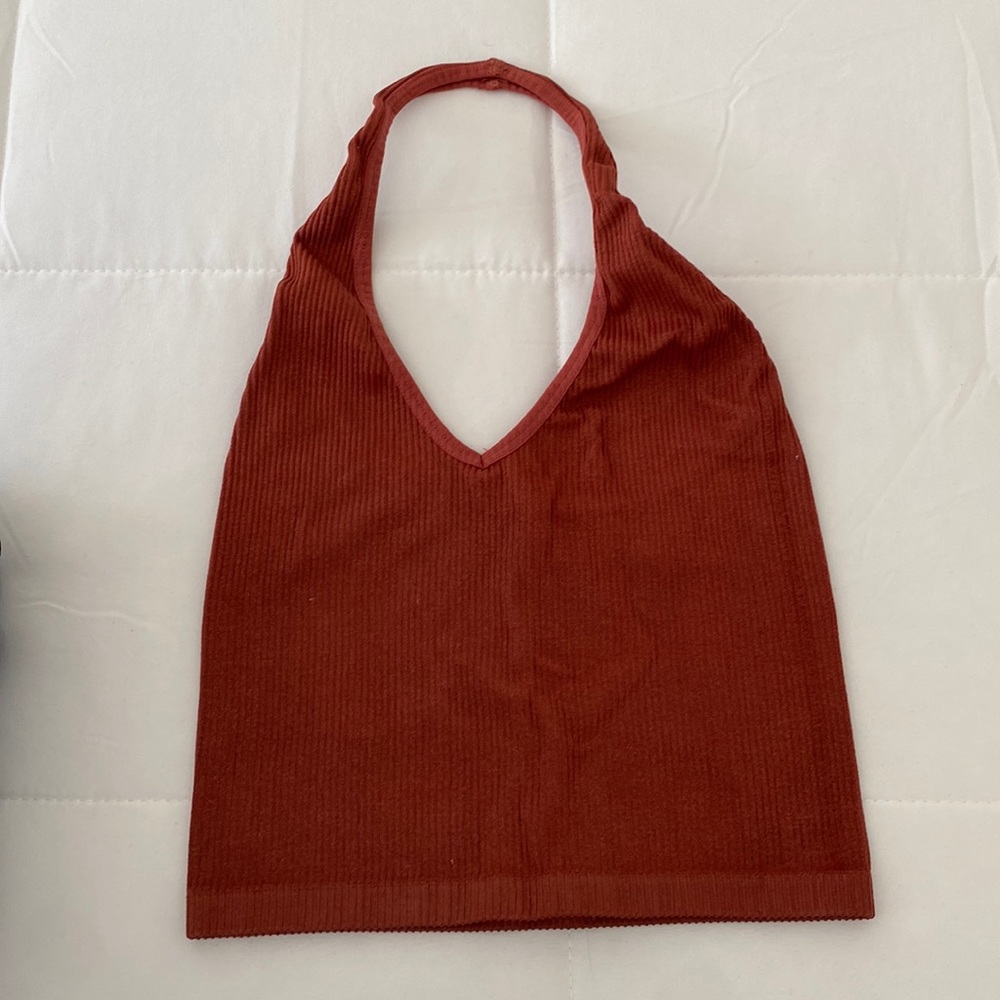 URBAN OUTFITTERS RUST HALTER SEAMLESS TOP